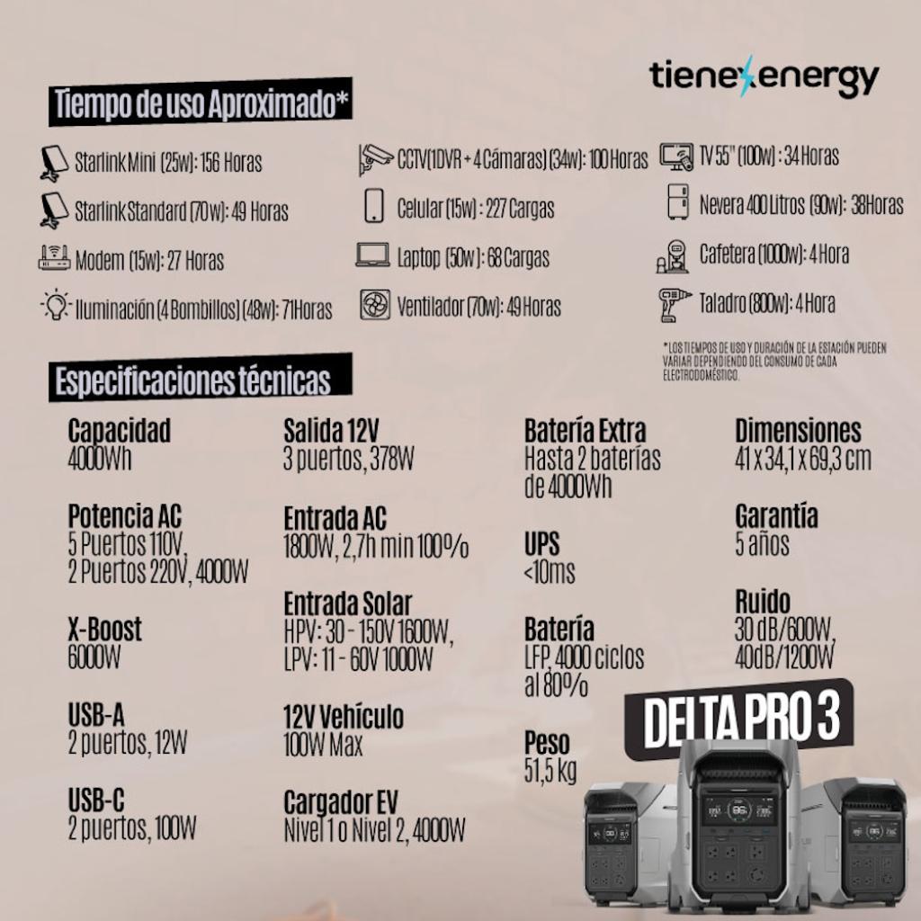  Estación de Energía Portátil Ecoflow DELTA PRO 3 4000W Potencia - 4096Wh Capacidad_3